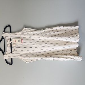 Mata Traders NWT Size M Cream & Black Ikat Print Cotton Cecilia Dress w/ Pockets